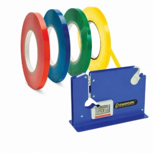 bag tape in varying colors and bag taper for use with poly bogs